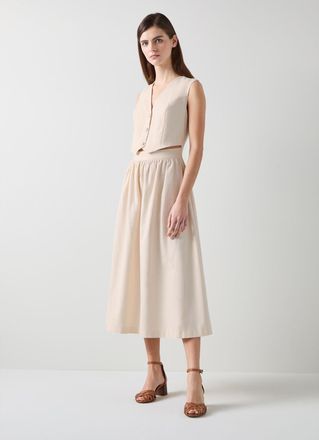 L.k. Bennett Pernille Cream Waistcoat Cotton Mix Dress