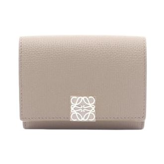 Loewe Pre-owned Wallets, female, Beige, Size: ONE SIZE Pre-owned Anagram Leather Trifold Wallet