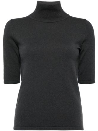 N.Peal mock-neck cashmere top - Grey