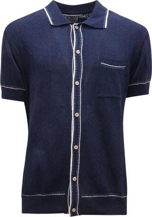Bob Bruce Gebreid Overhemd - Heren - Vesten - Blauw - S - Truien & Vesten