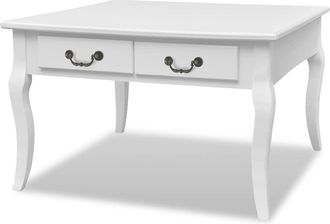 vidaXL Mesa De Centro Con 4 Cajones Blanco Vidaxl