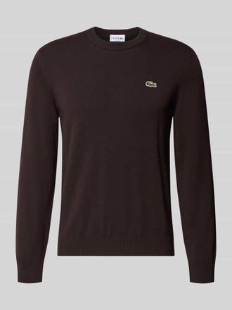Lacoste Regular Fit Strickpullover aus Baumwoll-Mix in Dunkelbraun, Gr&ouml;&szlig;e XXXL