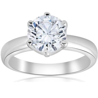 Pompeii3 1 1/2ct Round Diamond Solitaire Engagement Ring 6-Prong 14k White Gold