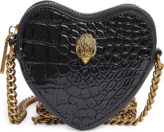 Kurt Geiger Micro Heart Leather Crossbody Bag in Black at Nordstrom