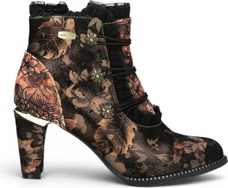 Laura Vita Laura Vita Floral Dames Victoriaanse bronzen leren enkellaarzen - Alcbaneo-130