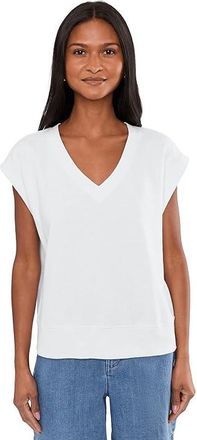 Eileen Fisher Garment Dyed Terry V-Neck Top Womens Clothing White : MD, Cotton