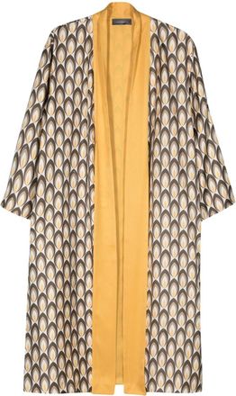 Lorena Antoniazzi geometric-pattern midi silk kaftan - women - Silk - 38 - Neutrals