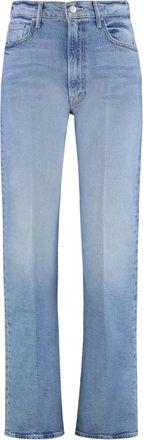 Mother Jeans, Dames, Blauw, W30, Katoen, Straight-leg jeans met gegraveerd logo