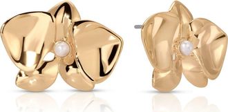 Ettika Freshwater Pearl Blossom Stud Earrings in Gold/Pearl at Nordstrom