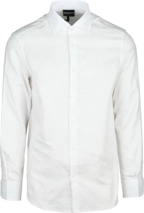 Emporio Armani Formal Shirt - Heren - Zakelijke Overhemden - Wit - XL - Katoen - Overhemden