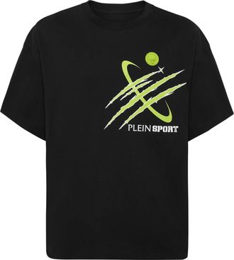 Plein Sport Tops, Heren, Zwart, 2Xl, Katoen, T-Shirt Ronde Hals SS Scratch