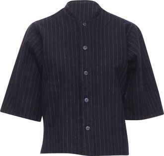 Comme Des Gar&ccedil;ons Comme Des Garcons pinstripe wool boxy baseball shirt