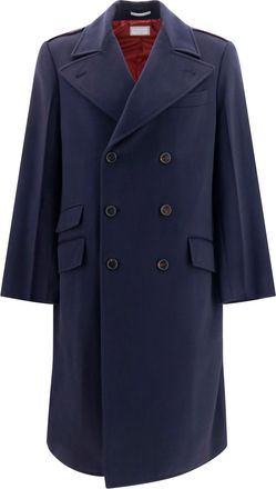 Brunello Cucinelli Mens Coat Double-Breasted Wool Navy Merino Jacket