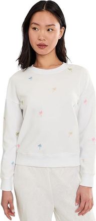 Tommy Bahama Marina Del Mar Palm Tree Crew Womens Sweatshirt White : LG (US 12-14), Cotton