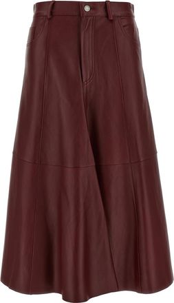 Haikure Maroon Mid Serenity Leather skirt