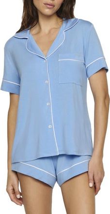Eberjey Gisele Relaxed Short Pajamas in Summer Blue/white at Nordstrom, Size X-Small