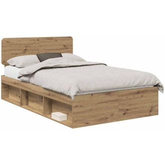 vidaXL Bed Frame Artisian Oak 135 x 190 cm Solid Pine Wood vidaXL