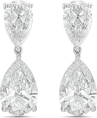 Diana M. Jewels 14KW WG 8.00 Ct TW of Lab grown pear shape diamond drop earrings