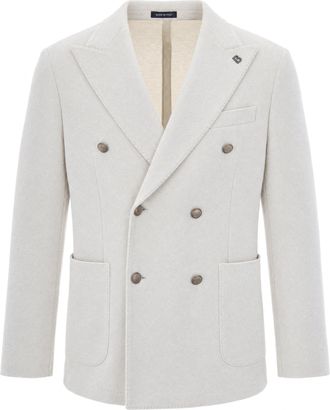 Breras Milano White Textured Double-Breasted Jacket