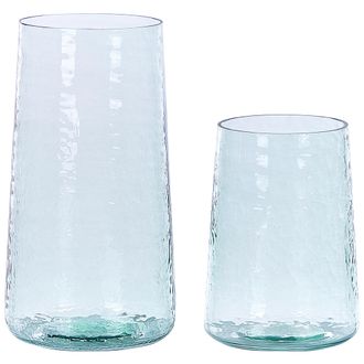 Beliani Conjunto De 2 Jarrones De Vidrio Transparente Motivo De Cara Accesorio Decorativo Moderno Interior Kulche
