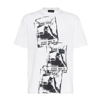 John Richmond Tops, Heren, Wit, M, Katoen, T-shirt met grafische print