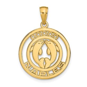 Diamond2Deal 14k Yellow Gold NAPLES Dolphins Pendant