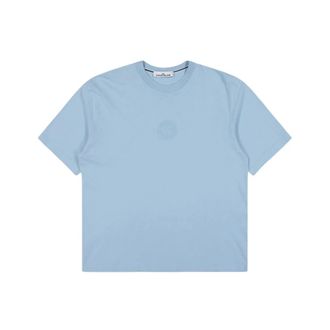 Stone Island Camo Compass Print T-Shirt - Heren - T-shirts - Blauw - L - Katoen - Tops