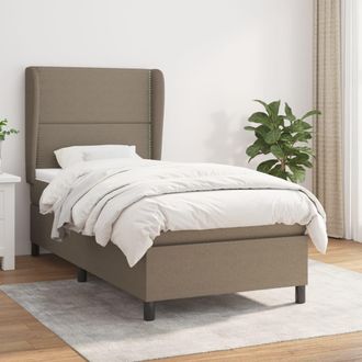 vidaXL Vidaxl - Cama Box Spring Con Colch&oacute;n Tela Gris Taupe 100x200 Cm