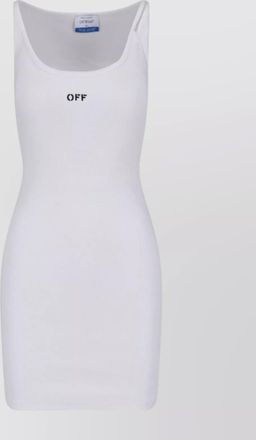 Off-white cotton knee-length mini dress