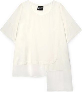 Fiorella Rubino T-shirt met asymmetrische inzet - Dames - T-shirts - Wit - Xs/S - Katoen - Tops