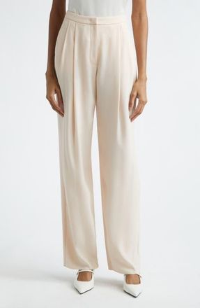 Emporio Armani Pleated Gabardine Wide Leg Pants in Light Pink at Nordstrom, Size 14 Us