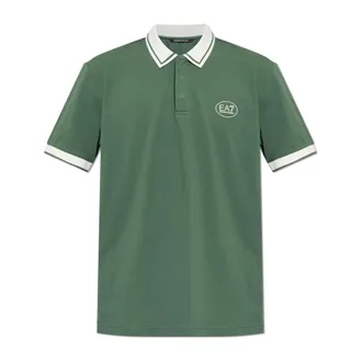 Emporio Armani Polo Shirts, male, Green, Size: 2XL Polo Shirt With Printed Logo