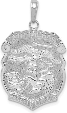 Diamond2Deal 14K White Gold Solid Large Saint Michael Protect Us Medal Badge Pendant