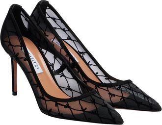 Aquazzura Schoenen, Dames, Zwart, 39 1/2 EU, Su&egrave;de, Bow Tie Net Pump 85