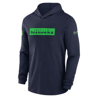 Nike Seattle Seahawks Sideline Nike Mens Dri-FIT NFL Long-Sleeve Hooded Top in Blue | 02FC41S78-CAM
