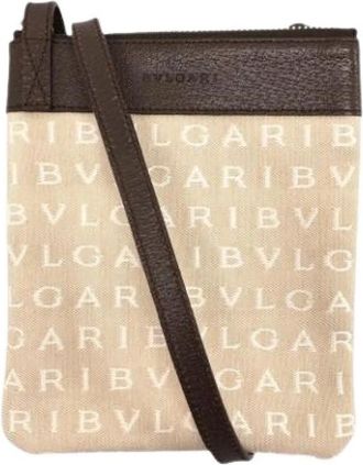 Bulgari Pre-owned Vintage Pochette Schoudertas - Dames - Vintage Schoudertas - Beige - ONE Size - Leer - Vintage