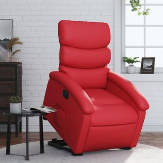 vidaXL Sill&oacute;n Reclinable Elevable Cuero Artificial Rojo Vidaxl