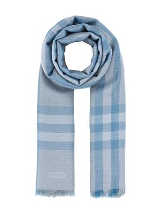 Burberry checked scarf - women - Silk/Wool/Metallic Fibre - One Size - Blue