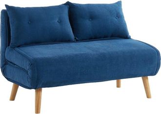 VENTE-UNIQUE.COM Sof&aacute; cama poli&eacute;ster 2 plazas azul 120x74cm