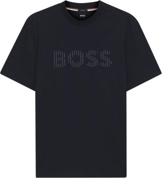 BOSS Stripe-artwork T-shirt in cotton jersey
