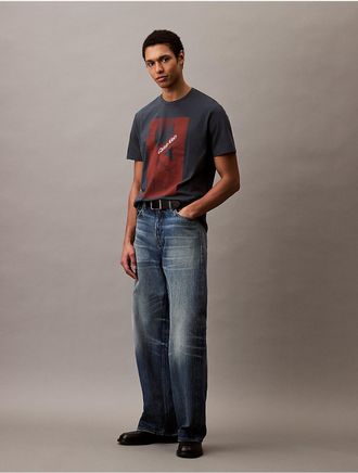 Calvin Klein Jeans Calvin Klein Mens Logo Street Graphic Classic T-Shirt - Blue - XS