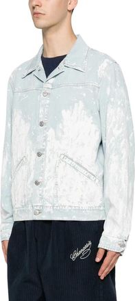 Maison Margiela Denim Jackets, male, Blue, Size: L Paint-splatter Denim Jacket