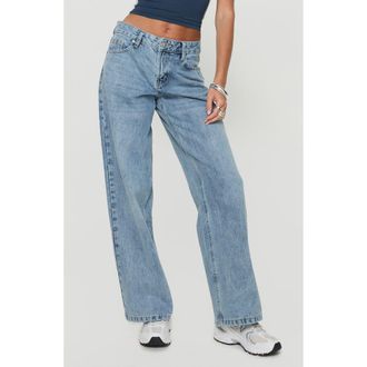 Princess Polly Serenitia Relaxed Jeans in Light Blue at Nordstrom, Size 12