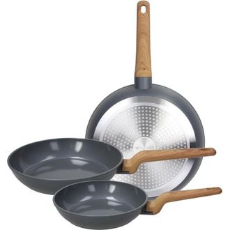 Tognana Tognana T-Care, Set 3 padelle 20/24/28 cm, alluminio, grigio scuro