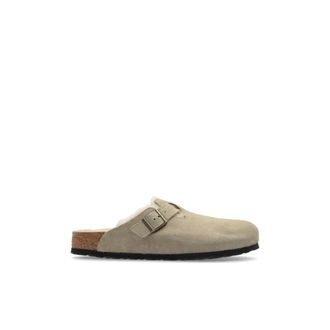 Birkenstock Mules, male, Beige, Size: 6 US Boston Shearling Suede Leather