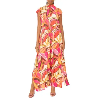Halogen Flutter Sleeve Jumpsuit in Pink Multi at Nordstrom Rack, Size X-Large