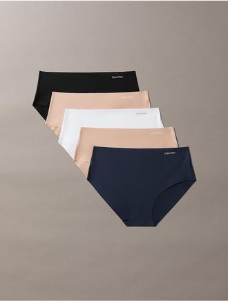 Calvin Klein Womens Invisibles Microfiber Stretch 5-Pack Hipster - Multi - XL
