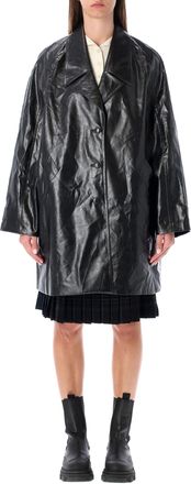 Low Classic Womens Oversized Black Faux Leather Coat - Size Medium