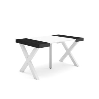 Skraut Home Mesa Consola Extensible, Mesa Comedor Plegable, 140, Para 6 Comensales, Patas Madera Maciza, Estilo Moderno, Blanco Y Negro - Skraut Home