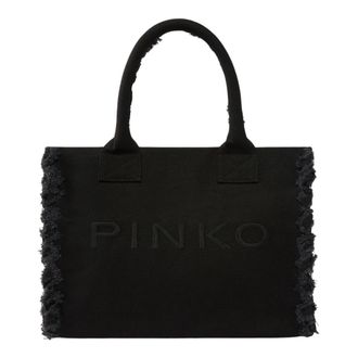 Pinko Strand shopper - Dames - Shoppers - Zwart - ONE Size - Katoen - Tassen